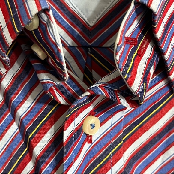 Tommy Hilfiger Button Up Shirt Striped Flag Logo Long Sleeve Multicolor Size 2XL - Picture 4 of 13